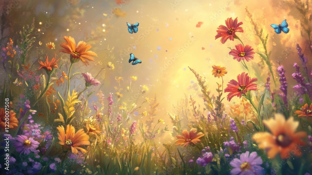 Blooming Flowers with Gentle Light and Soft Colors Blooming Flowers with Gentle Light and Soft Colors