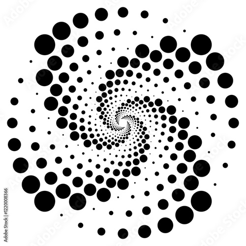 Abstract Black Dot Spiral Design with Geometric Circular Patterns
