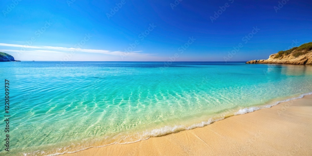 Naklejka premium Mediterranean Paradise: Minimalist Seascape Photography - Aegean Sea, Coastal Serenity, Blue Waters