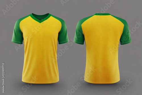 yellow and green jersey template for team clubs, jersey sport, front and back, Tshirt mockup sports jersey template design for football soccer, racing, gaming, sports jersey photo