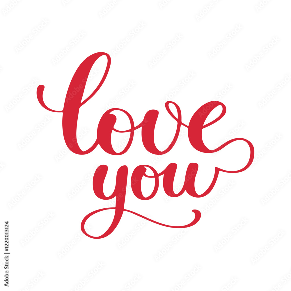 Handwritten Happy Valentine's Day. Valentine greeting card template with calligraphy love you. Handwritten Happy Valentine's Day. Valentine greeting card template with calligraphy love you.