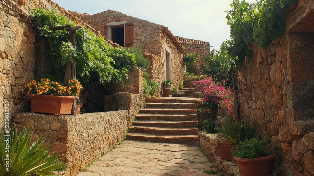 Fototapeta premium Charming Stone Village Pathway