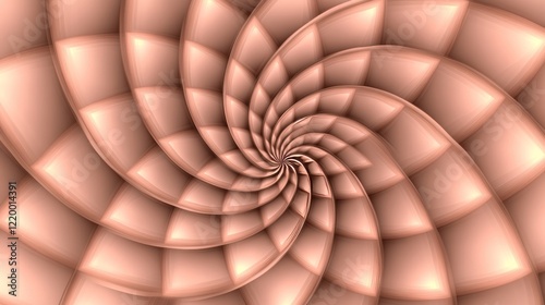 Abstract Spiral Design in Peach Tones, Geometric Pattern, Swirling Ornament