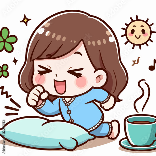 vector illustration of people waking up