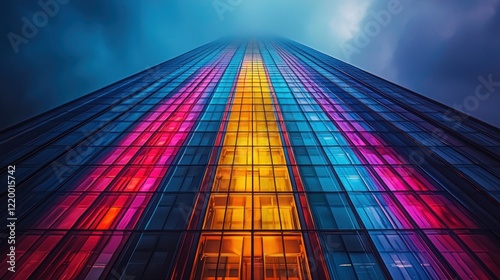 Wallpaper Mural Vibrant Metropolis: A Skyscraper's Illuminated Ascent Torontodigital.ca