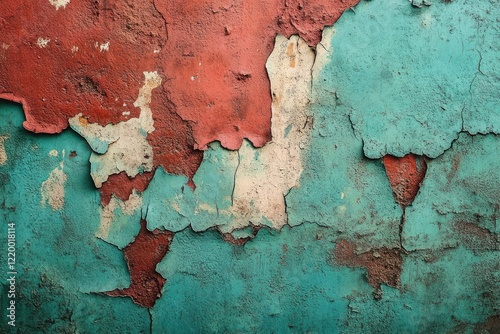 Textured wall paint close-up grunge art vibrant colors abstract composition peeling paint photo