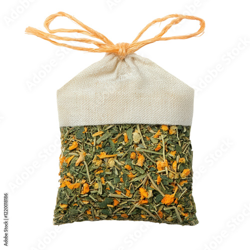 Obraz na płótnie Herbal tea sachet transparent background food studio environment close-up shot w salonie