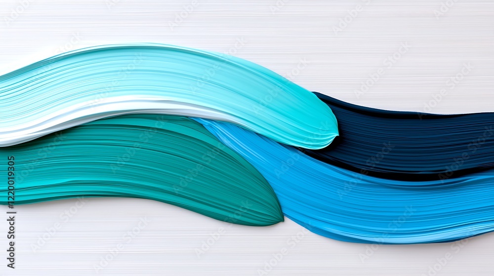 Abstract Blue and Teal Paint Swirls on White Wooden Background Abstract Blue and Teal Paint Swirls on White Wooden Background