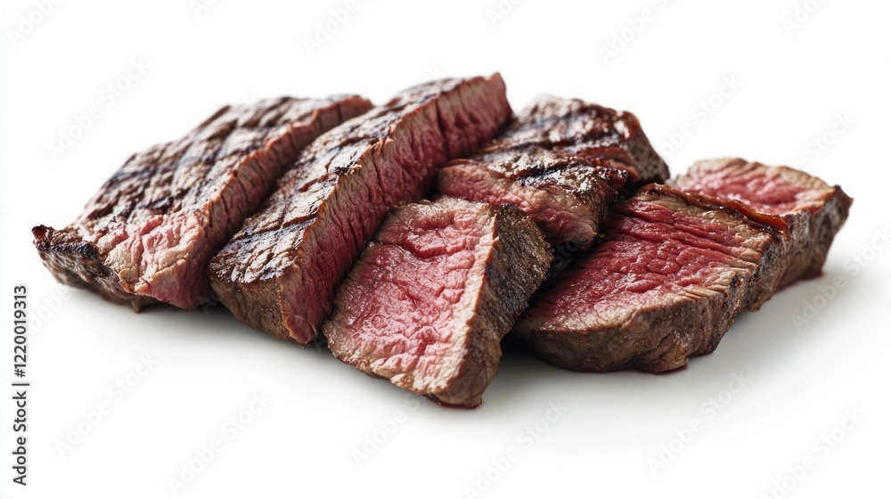 Meat, beef steak isolated on a white background with a clipping path, close-up shot. Meat, beef steak isolated on a white background with a clipping path, close-up shot.