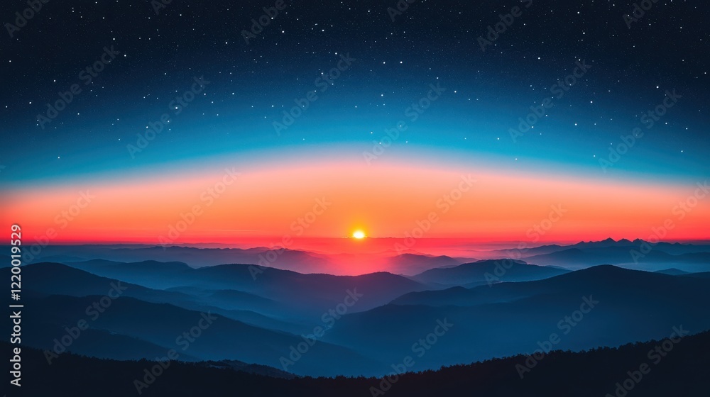 Fototapeta premium Majestic Mountain Range at Sunrise with Photorealistic Landscape and Smooth Gradients