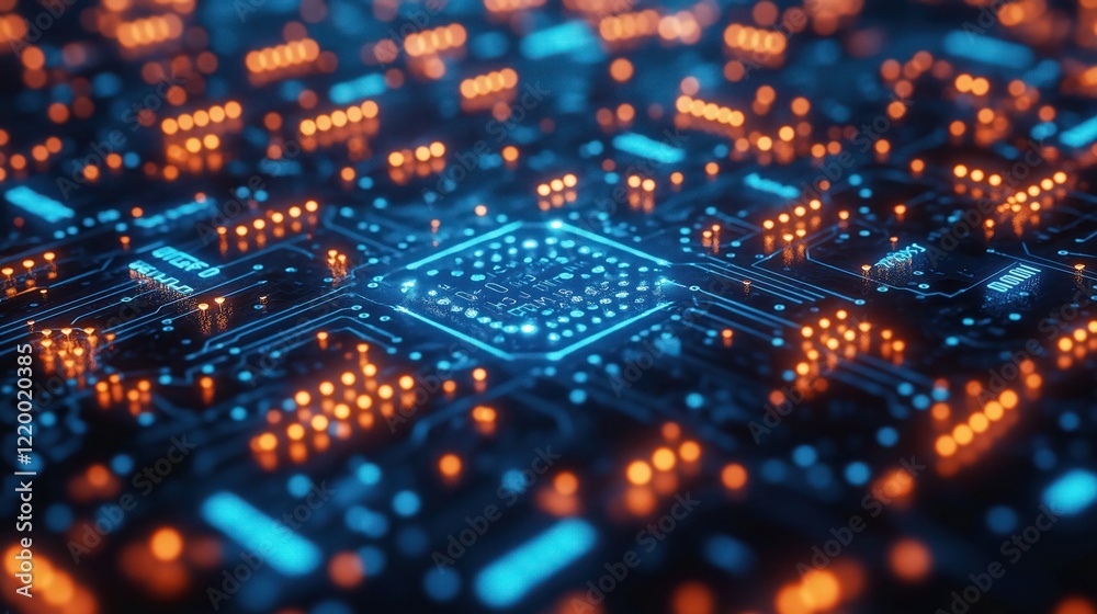 Obraz premium Blue digital binary data background