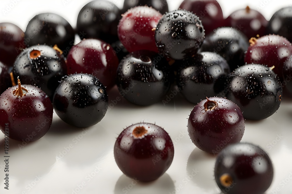 A handful of whole black currants with deep purple-black color A handful of whole black currants with deep purple-black color
