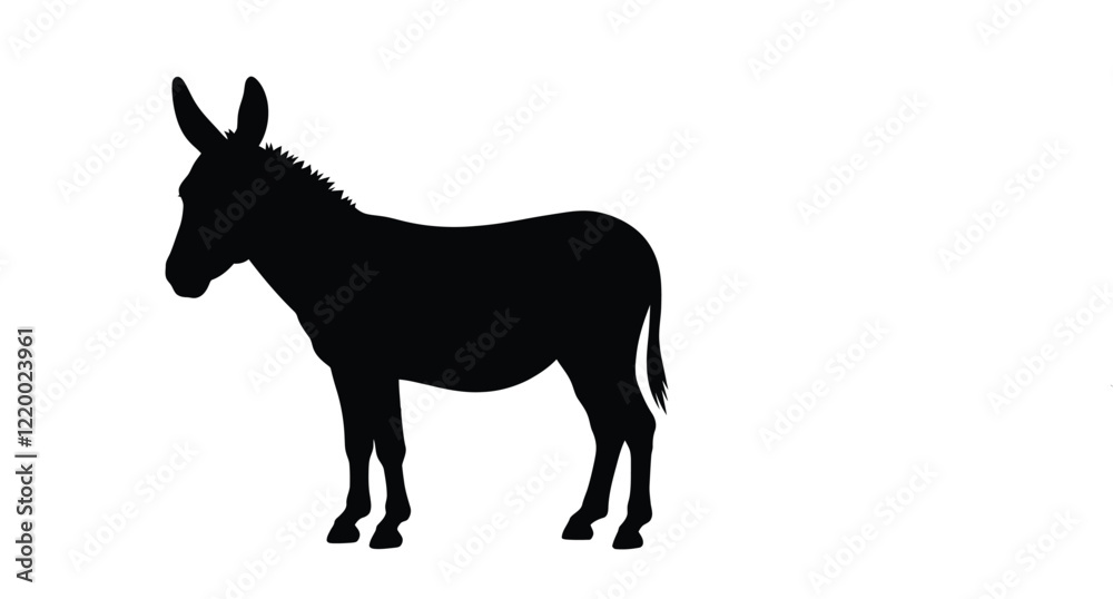 Donkey Silhouette vector with white background Donkey Silhouette vector with white background
