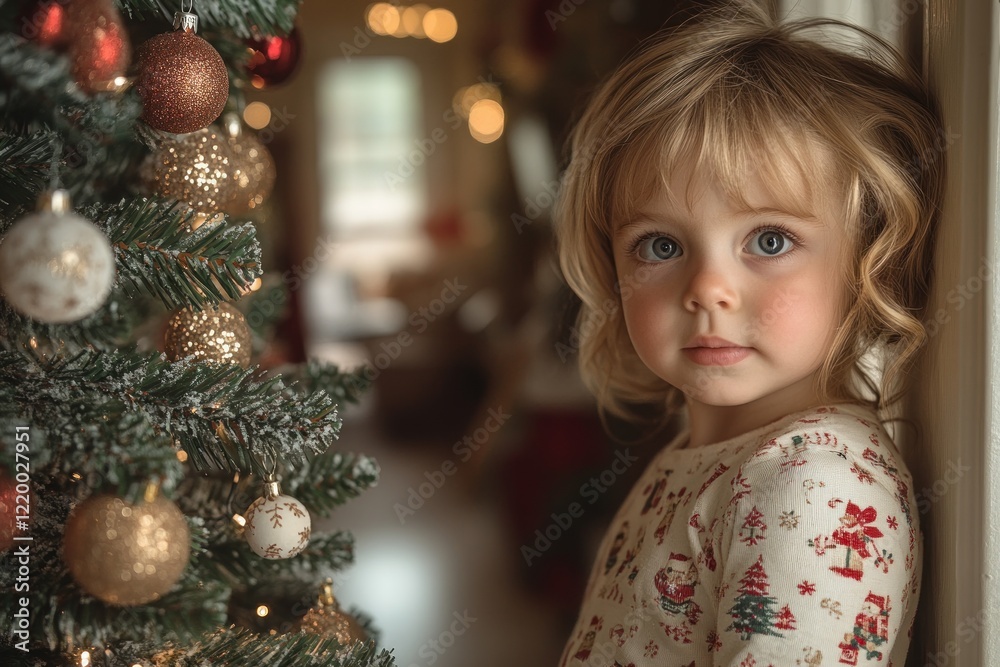 Curious Black Boy in Pajamas Sneaks into Living Room on Christmas Eve to Catch Santa Claus with Decorated Tree and Warm Cozy Atmosphere Curious Black Boy in Pajamas Sneaks into Living Room on Christmas Eve to Catch Santa Claus with Decorated Tree and Warm Cozy Atmosphere