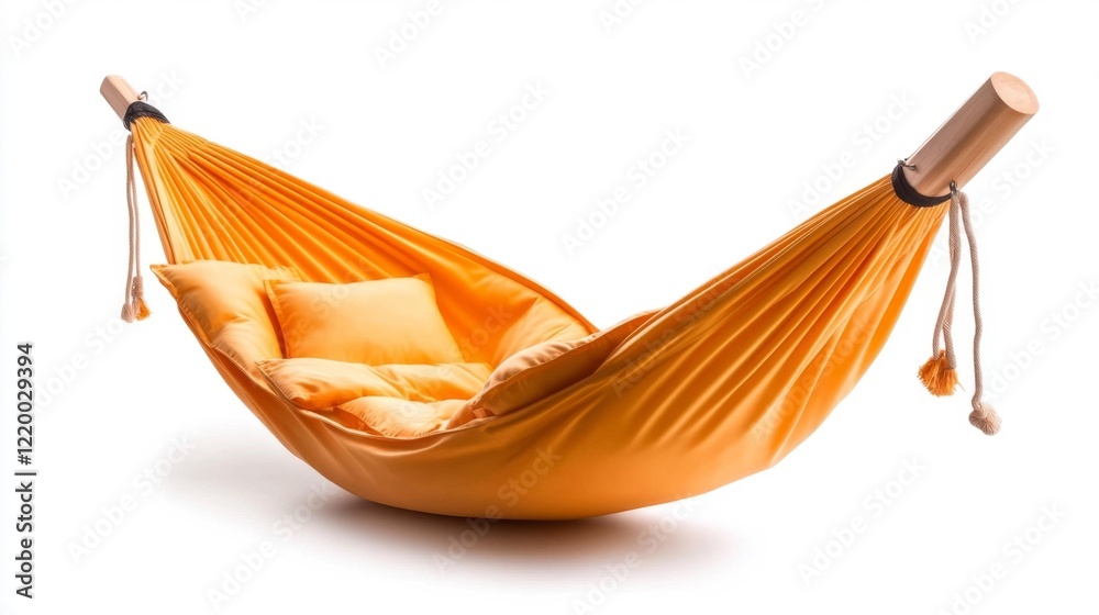 Fototapeta premium Foldable hammock for camping with comfy pillows. Generative AI