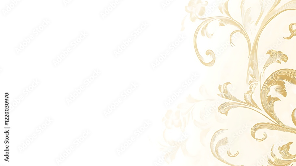 Elegant Gold Floral Design on White Background Elegant Gold Floral Design on White Background