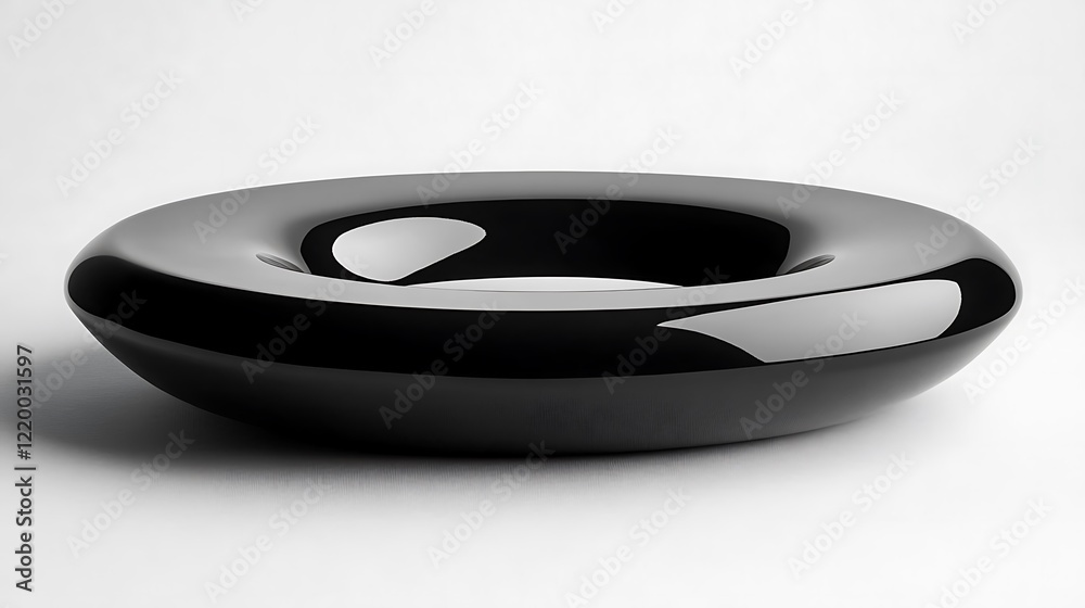Sleek Black Torus Shaped Decorative Bowl Sleek Black Torus Shaped Decorative Bowl