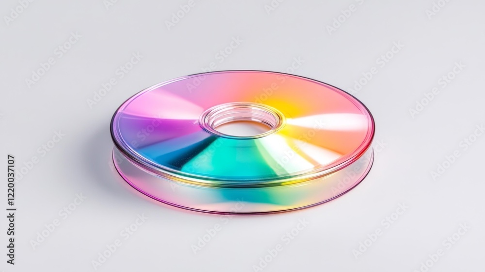 Colorful DVD disc stack on white background. Generative AI Colorful DVD disc stack on white background. Generative AI