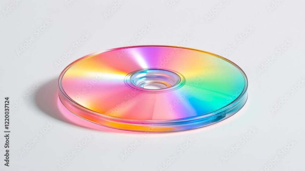 Stack of colorful DVD discs with a rainbow reflection. Generative AI Stack of colorful DVD discs with a rainbow reflection. Generative AI