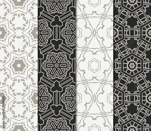 set of decorative floral seamless pattern. vector illustration. for invitation, greeting card, wallpaper, interior design