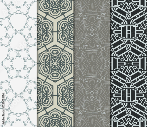 set of Geometric seamless pattern. Modern ornament. vector illustration. For the interior design, wallpaper, decoration print, fill pages, invitation card