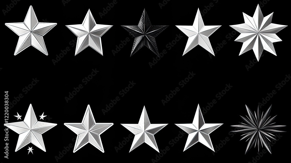 Obraz premium Silver & black stars rating system, design elements, dark background