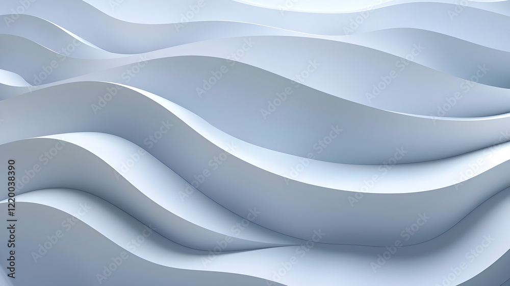 Obraz premium Abstract waves in soft blue tones create a serene, fluid visual texture.