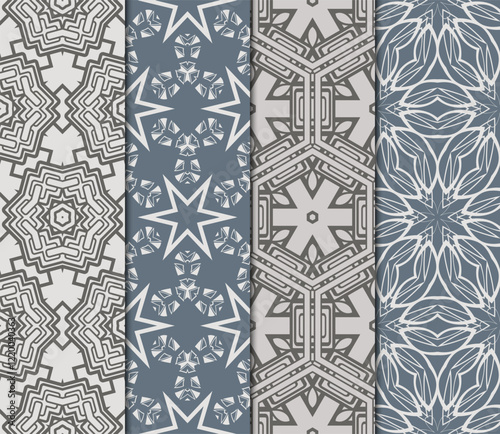 set of Seamless texture of floral ornament. Vector illustration. For the interior design, printing, web and textile