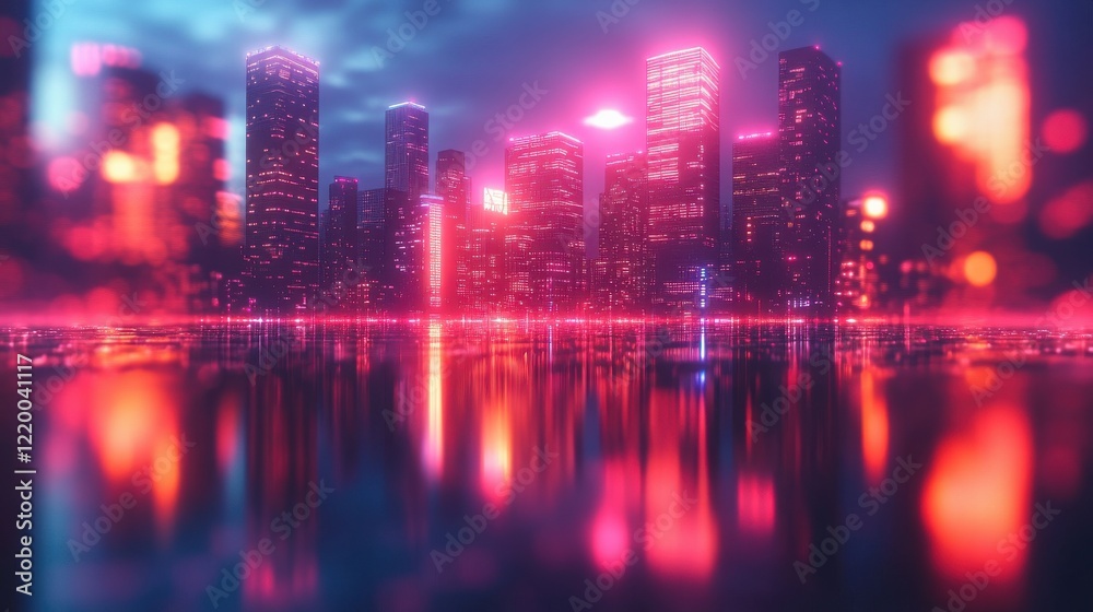 Techno Metropolis: Futuristic Cityscape with Glowing Neon Lights and Intricate Patterns Techno Metropolis: Futuristic Cityscape with Glowing Neon Lights and Intricate Patterns