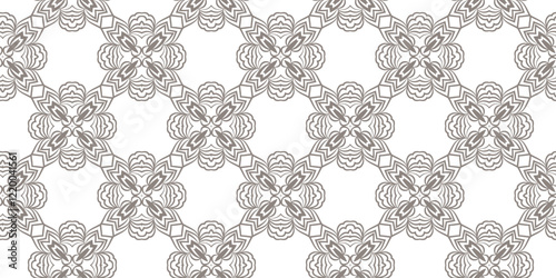 Seamless geometric pattern with floral abstract decoration. Vector illustration
