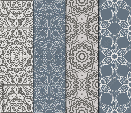 set of decorative floral seamless pattern. vector illustration. for invitation, greeting card, wallpaper, interior design