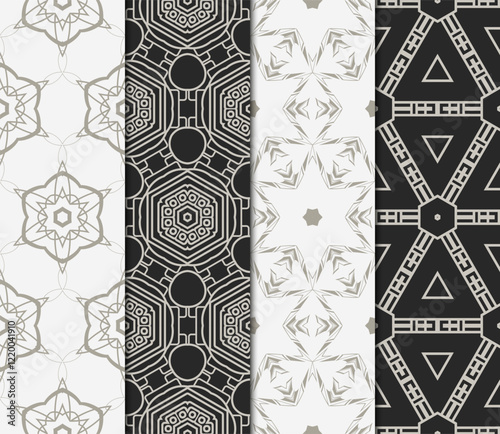 set of decorative floral seamless pattern. vector illustration. for invitation, greeting card, wallpaper, interior design