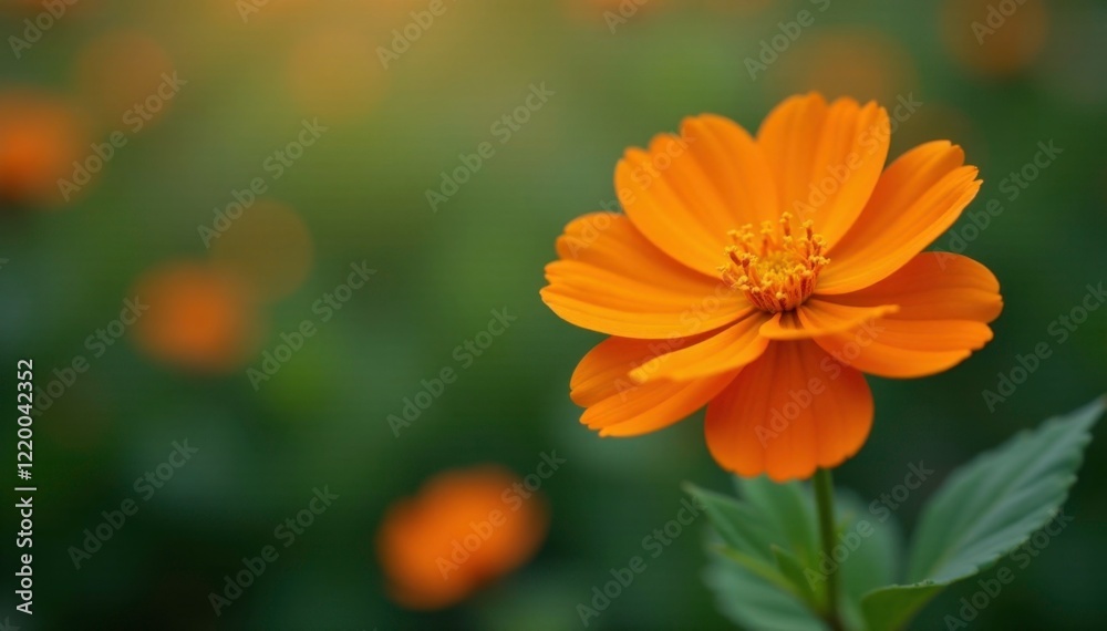 Orange flower in full bloom with a subtle background blur, nature, bloom Orange flower in full bloom with a subtle background blur, nature, bloom