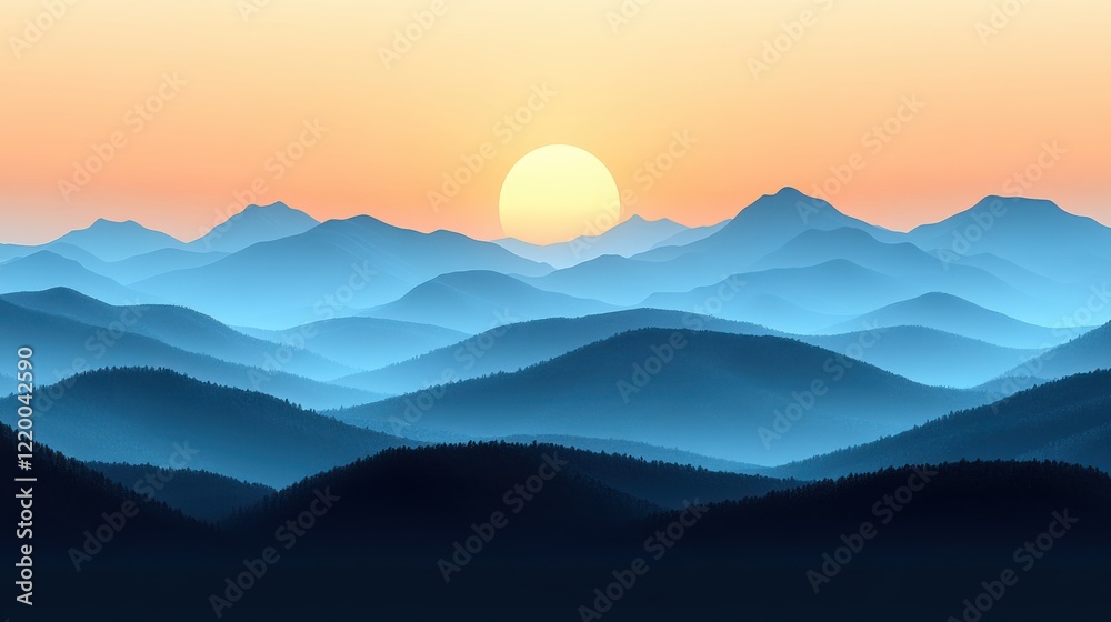 Epic Sunrise Illuminating Majestic 3D Mountain Range Epic Sunrise Illuminating Majestic 3D Mountain Range