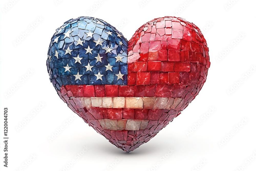 Heart symbol made from the American flag isolated on a white background Heart symbol made from the American flag isolated on a white background