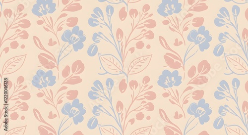 Wallpaper Mural Simple, hand-drawn floral elements in soft colors, perfectly tiled for seamless use Torontodigital.ca