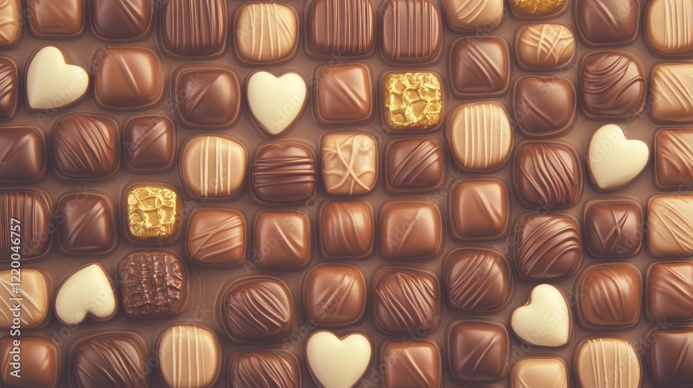 Fototapeta premium Assorted Chocolate Candies in Heart Box Arrangement