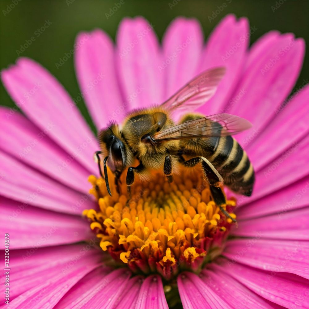 close up of bee on pink flower macro photography close up of bee on pink flower macro photography