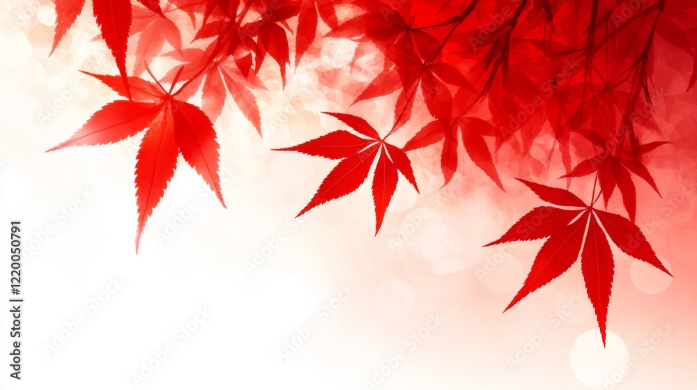 Autumn Maple Leaves Red Background Design Autumn Maple Leaves Red Background Design