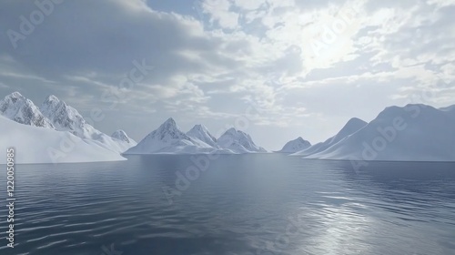 Wallpaper Mural Arctic Ocean, snowy peaks, sunny sky, glacial landscape, travel Torontodigital.ca