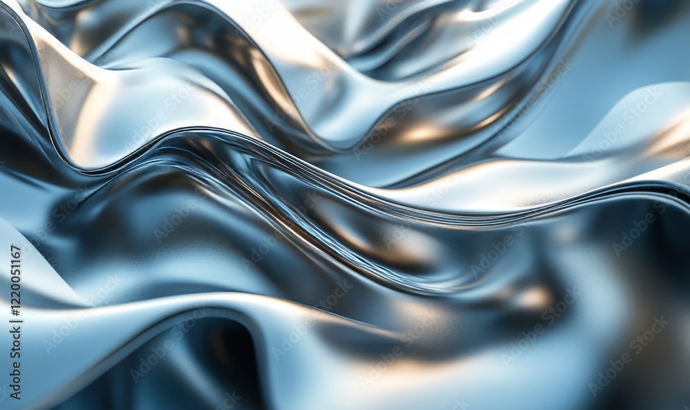 Naklejka premium 3D render of dynamic metallic sheets folding into intricate shapes., Generative AI