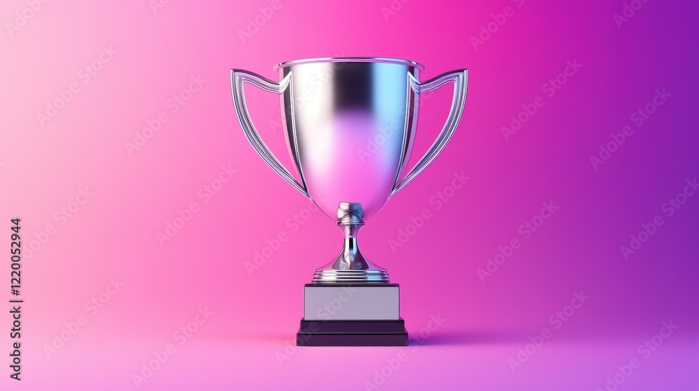 Fototapeta premium Shiny trophy on a vibrant gradient background