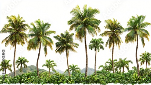 Wallpaper Mural Palm trees in tropical landscape over white, background use Torontodigital.ca