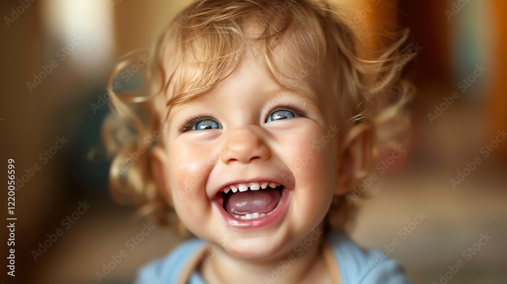 A little girl with curly blond hair smiles at the camera. A little girl with curly blond hair smiles at the camera.