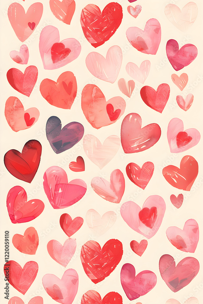 A cute retro design of love hearts on a cream background A cute retro design of love hearts on a cream background
