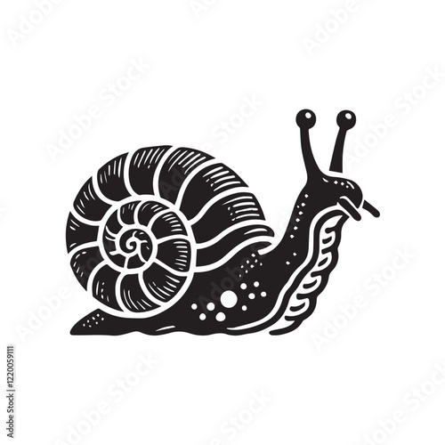 Sea snail silhouette vector on white background