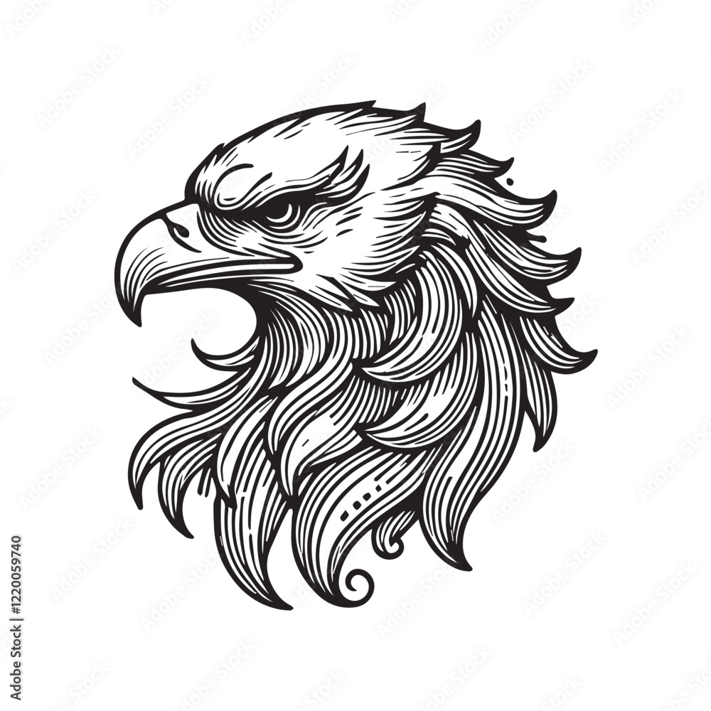 Obraz premium Elegant eagle head vector on white background