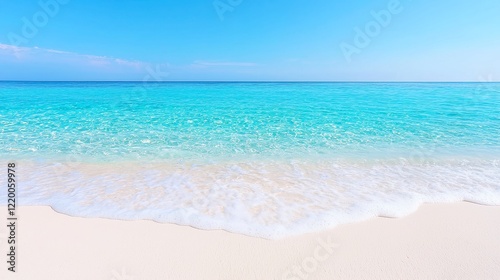 Turquoise Ocean Waves, vibrant blue water texture with foamy waves creating a dynamic surface, showcasing the beauty of the sea, inviting and serene ambiance