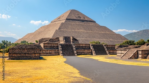 Teotihuacan Pyramid, Mexico, sunny day, ancient ruins, travel