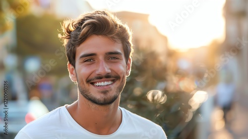 A young man smiles broadly at the camera.
